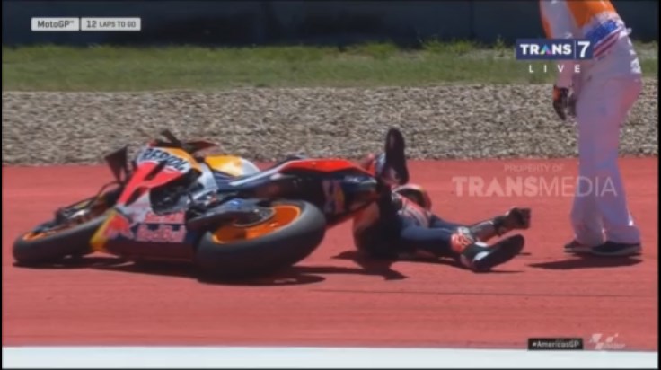 Marc marquez crash jatuh motogp amerika 2019 8