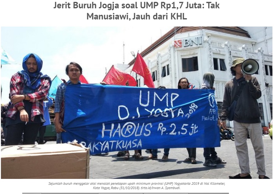 Upah Minimum Provinsi (UMP) 2020 Se-Indonesia, Jogja gak sampai setengahnya Jakarta